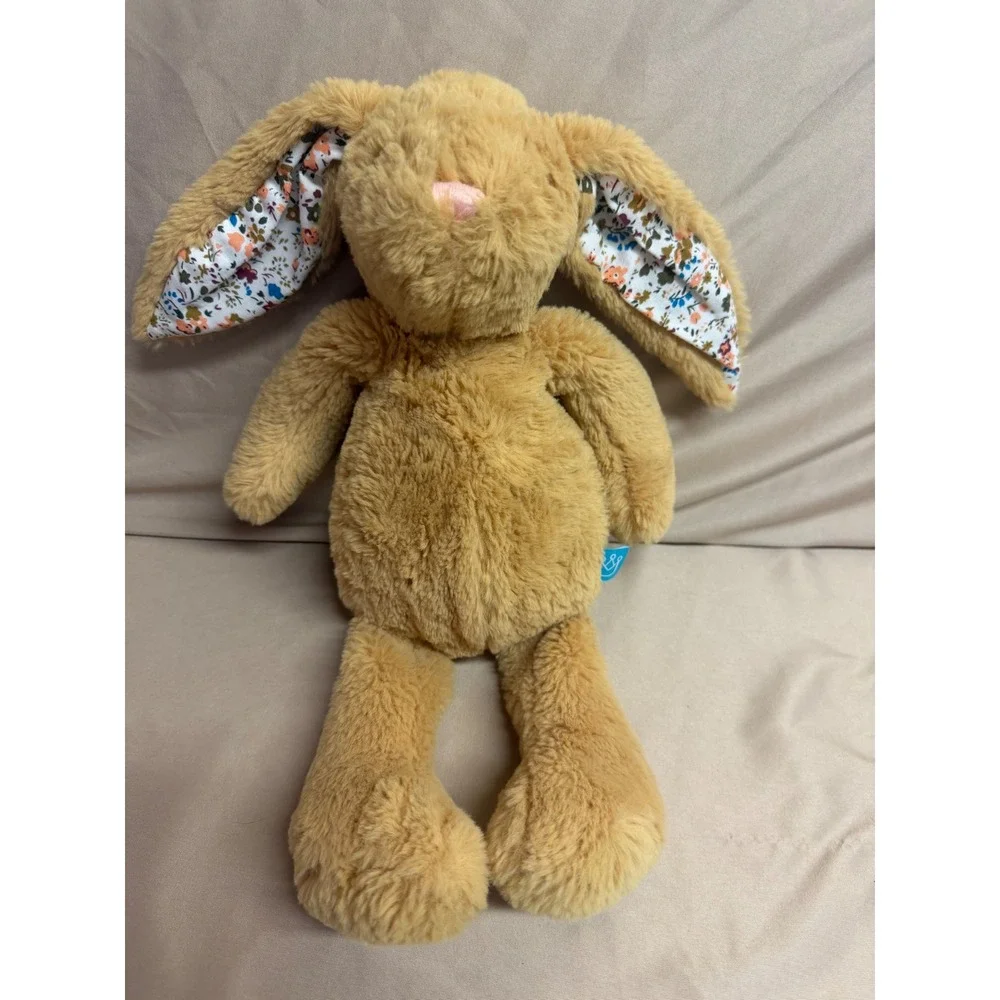 Manhattan Toy Company Tan Bunny Rabbit Plush Floral Ears Stuffed Animal
